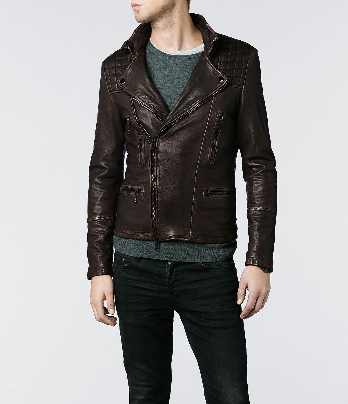 Lyst Allsaints Cargo Leather Biker Jacket In Black For Men Gallery