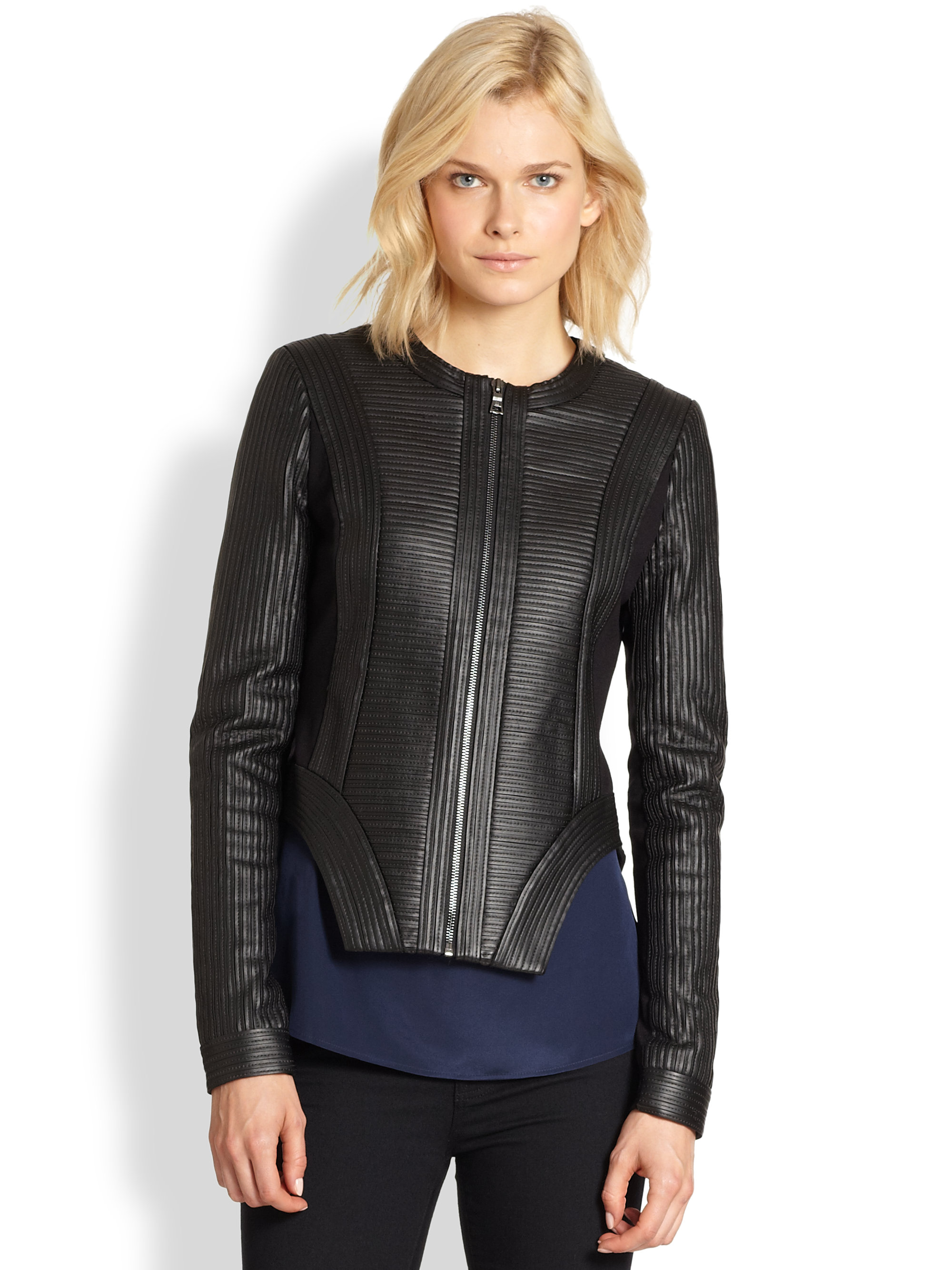 bcbg black leather jacket