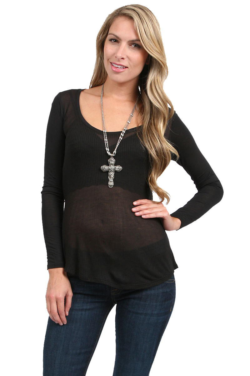 Bella Luxx Draped Long Sleeve in Black | Lyst