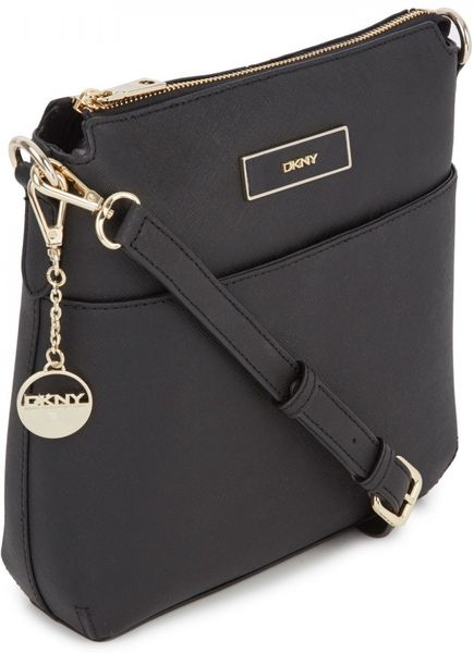 Dkny Saffiano Leather Crossbody Bag in Black | Lyst