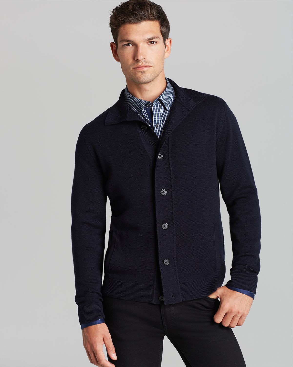 Lyst - Elie Tahari Reed Cardigan Sweater in Blue for Men