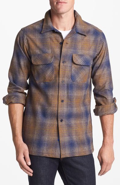 Pendleton Board Fitted Plaid Wool Flannel Shirt in Blue for Men (Bronze ...