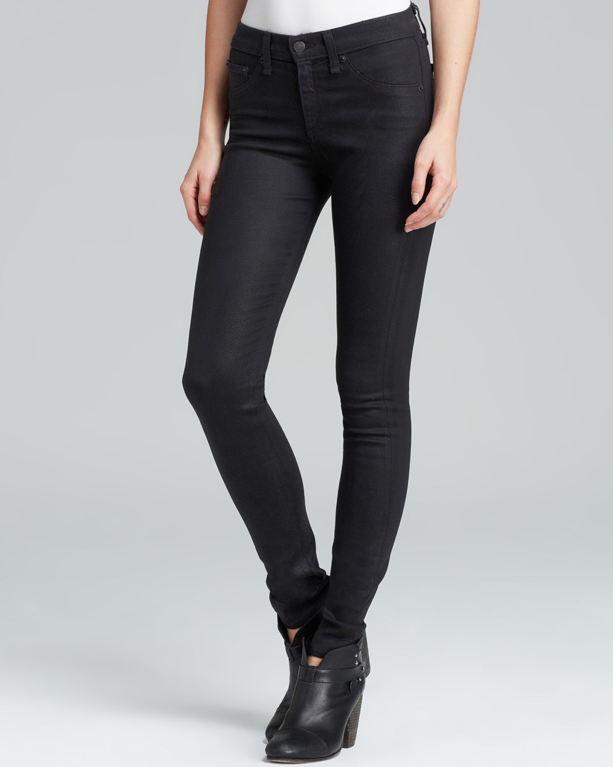 Rag & Bone Jeans High Density Coated Wrinkle Leggings in Black (Coated ...