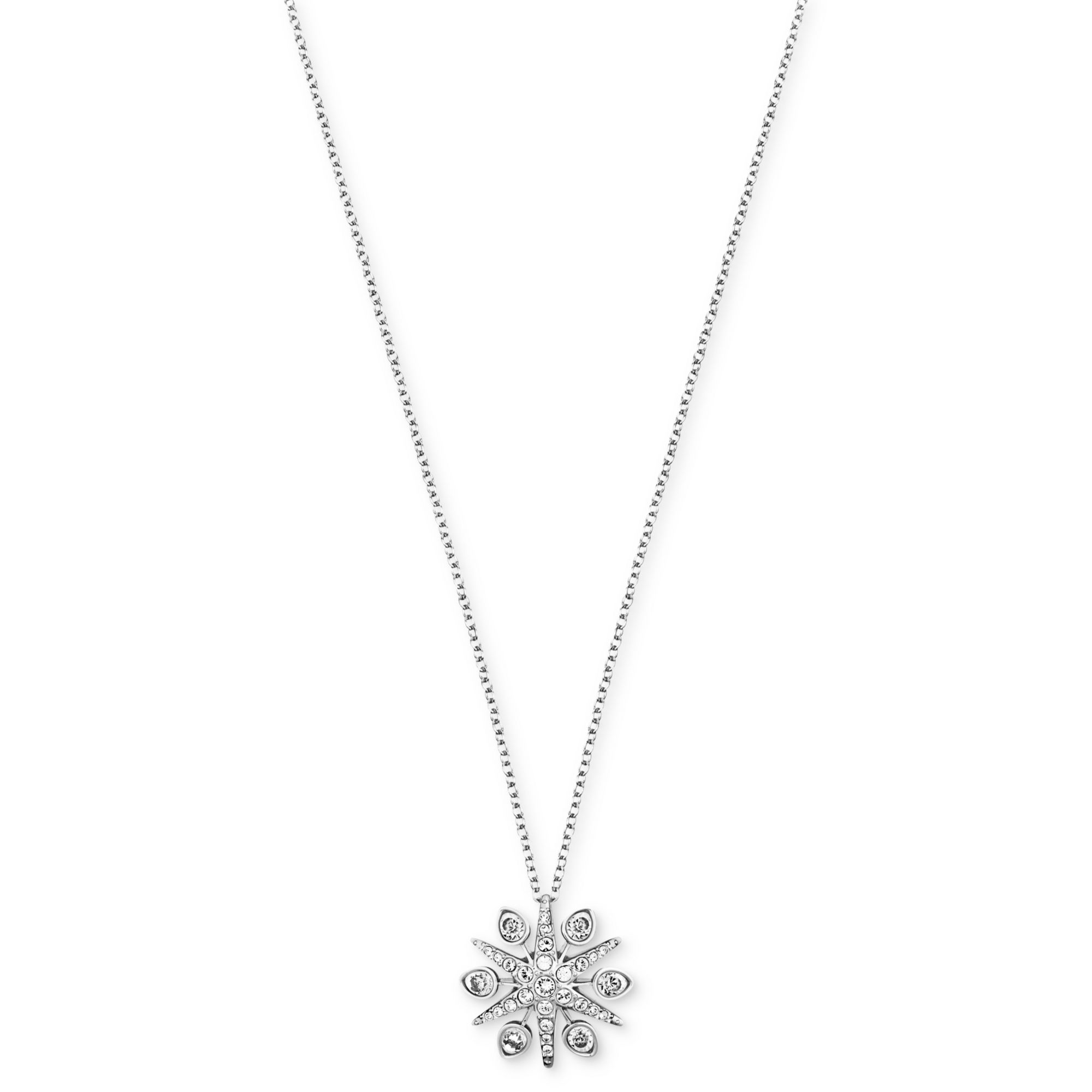 Swarovski Rhodiumplated Crystal Starburst Pendant Necklace in Silver ...