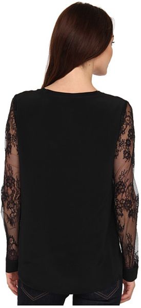 Tibi Chantilly Lace Long Sleeve Shirt in Black | Lyst