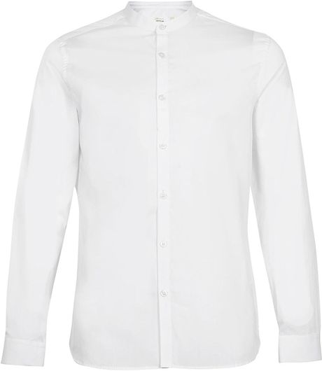 Topman Round Collar Dress Shirt in White for Men | Lyst