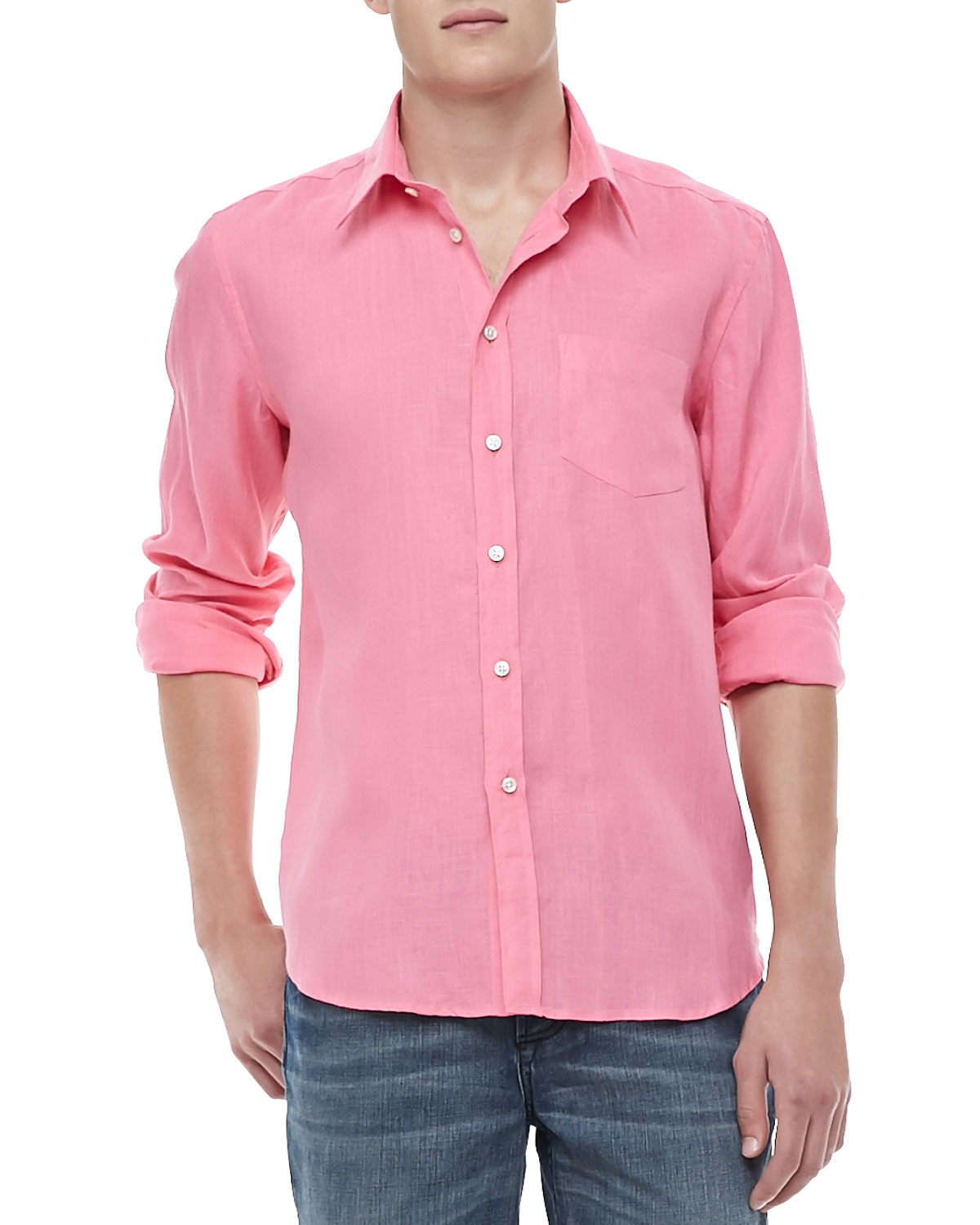 mens long sleeve pink shirt