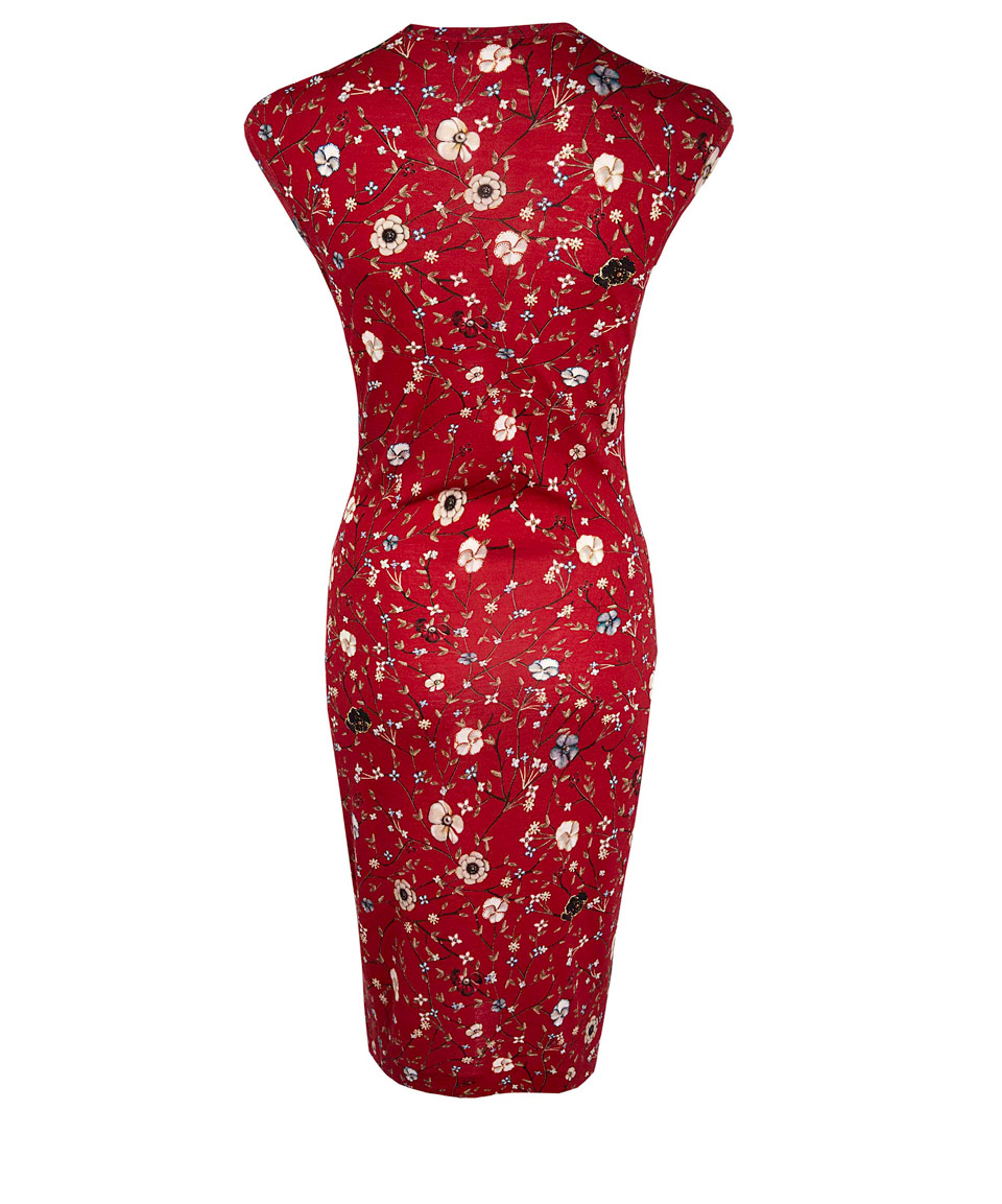 Lyst - Alexander Mcqueen Red Floral Merino Dress in Red