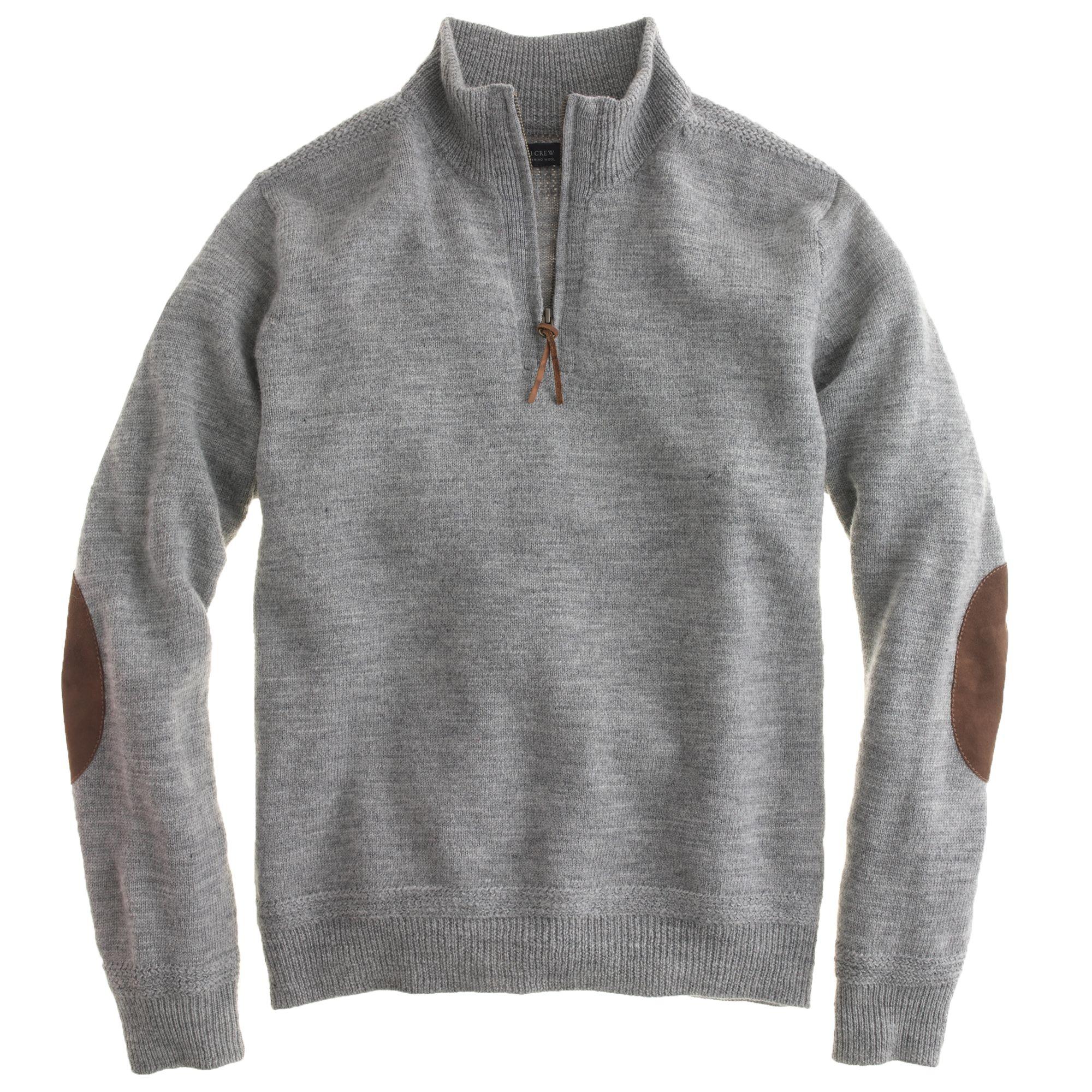 J.crew Rustic Merino Elbow Patch Halfzip Sweater in Gray for Men (hthr ...