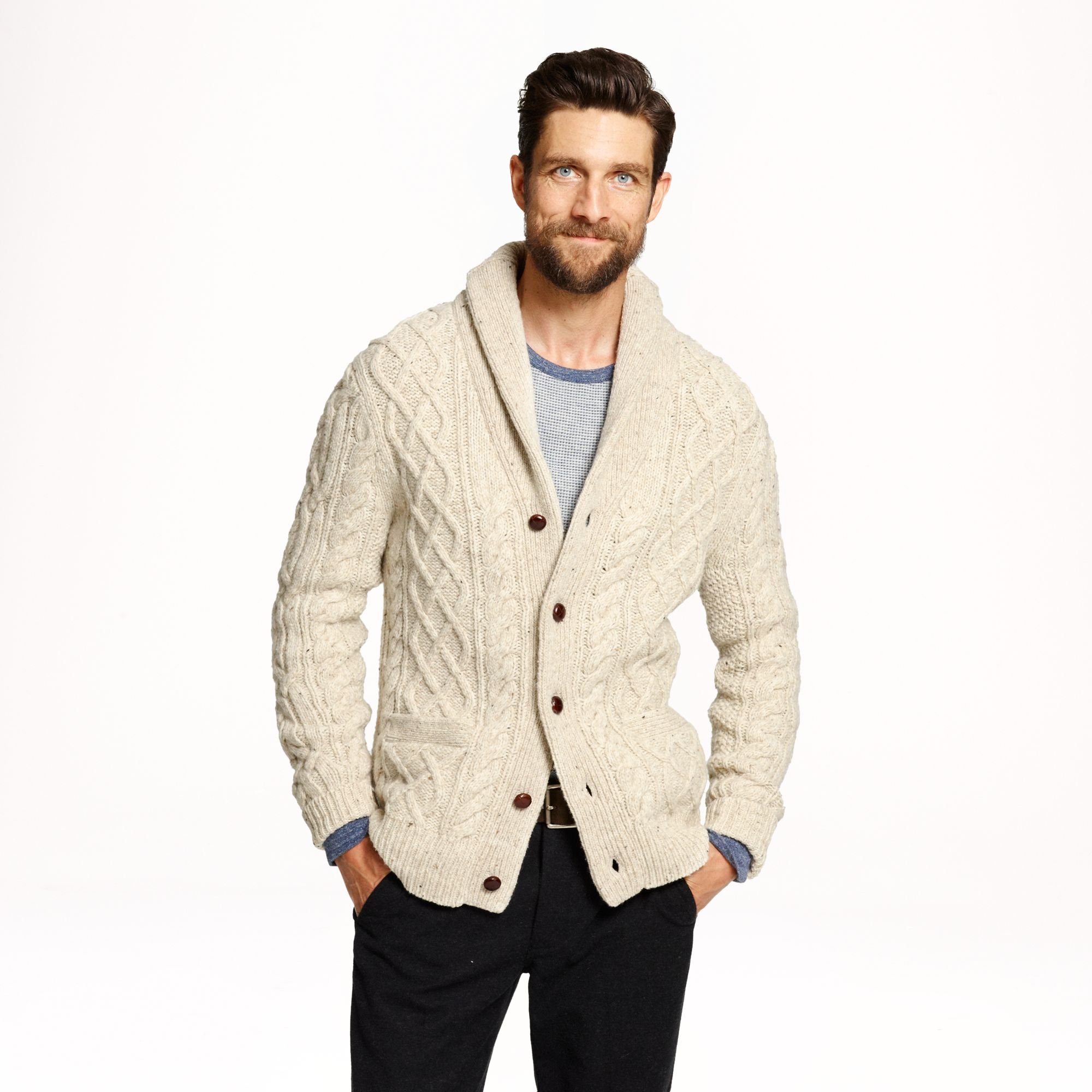 J.crew Donegal Wool Cable Cardigan in Natural for Men | Lyst