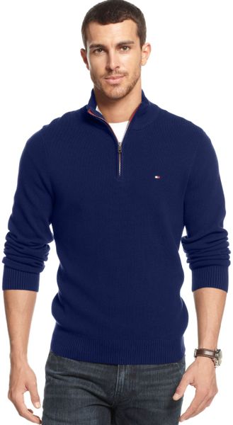 Tommy Hilfiger Zip Up Sweater in Blue for Men (Lapis Blue) | Lyst