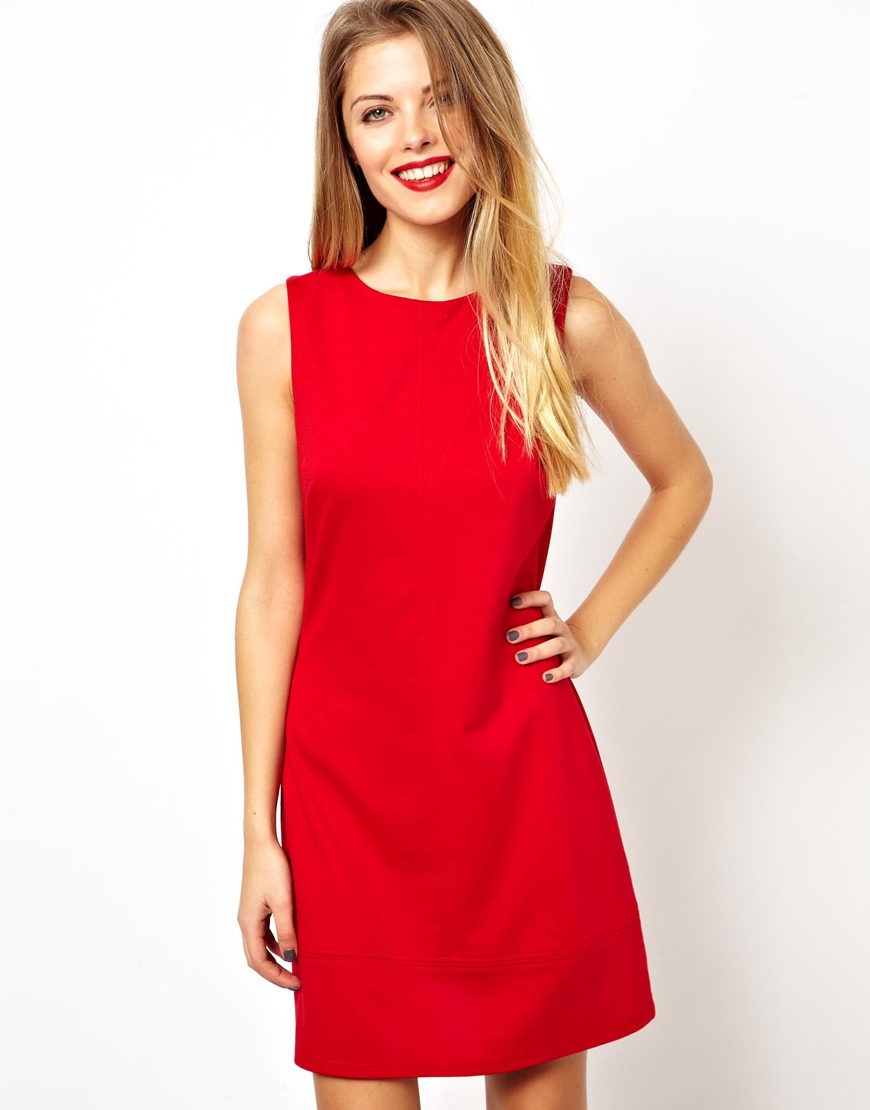 Asos A-line Shift Dress in Red | Lyst