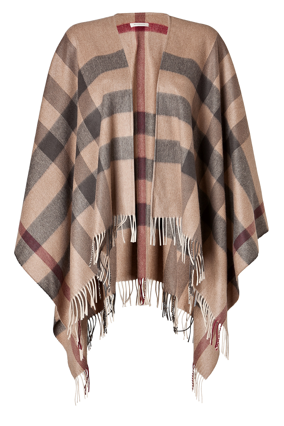 Lyst - Burberry Woolcashmere Collette Cape in Smoked Trench Check in Brown