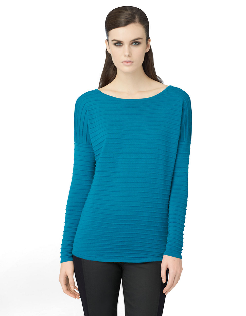 Calvin Klein Jeans Ottoman Textured Stripe Knit Pullover in Blue (teal ...