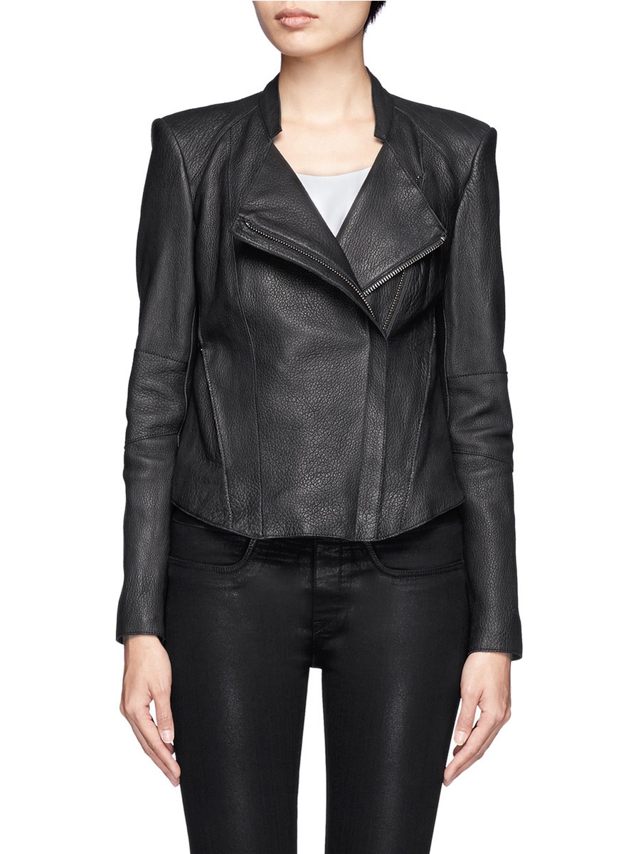 Helmut Lang Distressed Leather Biker Jacket In Black Lyst Gallery