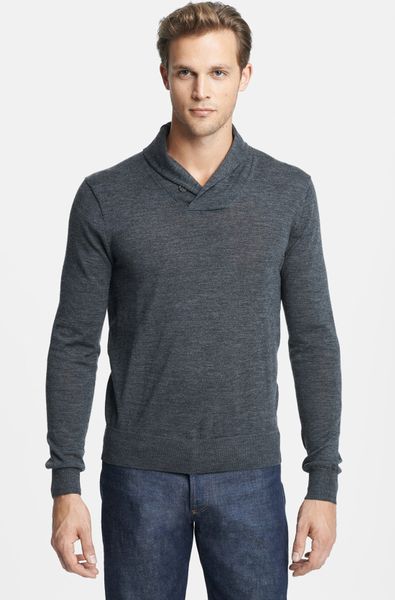 Polo Ralph Lauren Merino Wool Shawl Collar Sweater in Gray for Men ...