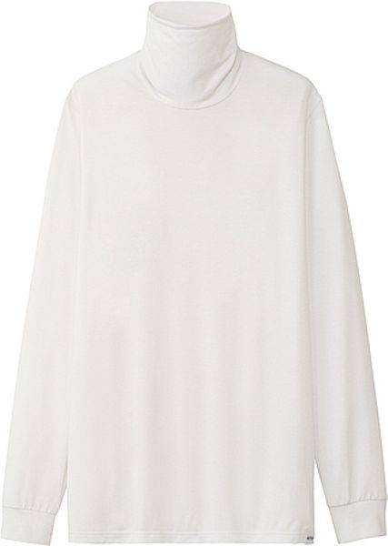 Uniqlo Heattech Turtleneck Long Sleeve T Shirt in White for Men - Lyst