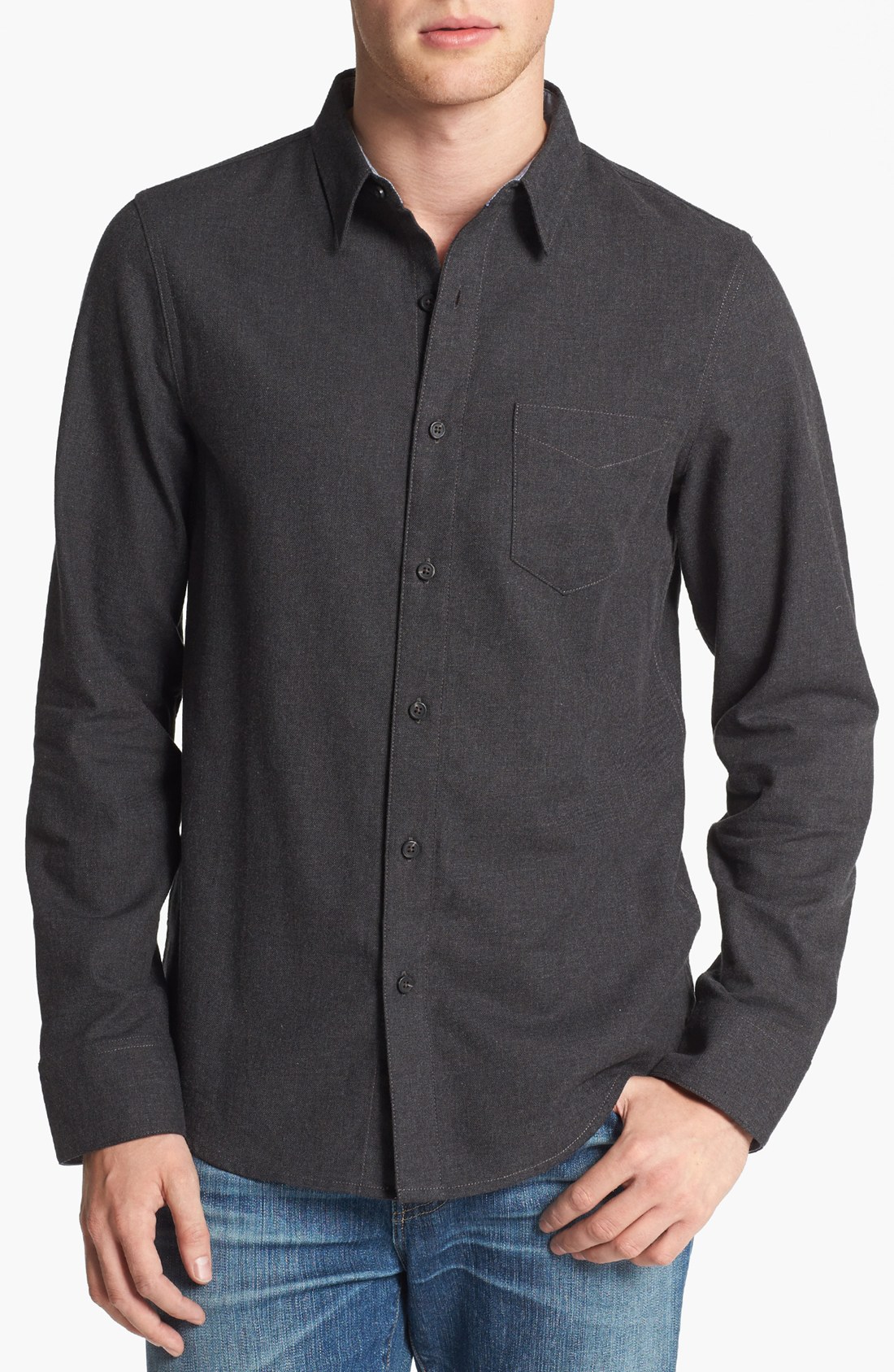 1901 Brushed Cotton Flannel Shirt in Gray for Men (Charcoal Heather) | Lyst