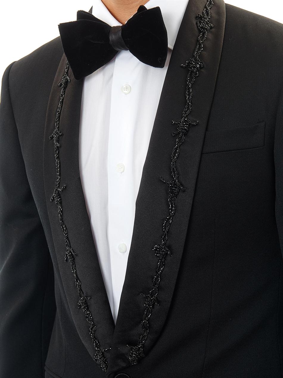 Lyst Alexander McQueen Embellished Barbed Wire Tuxedo Jacket in Black