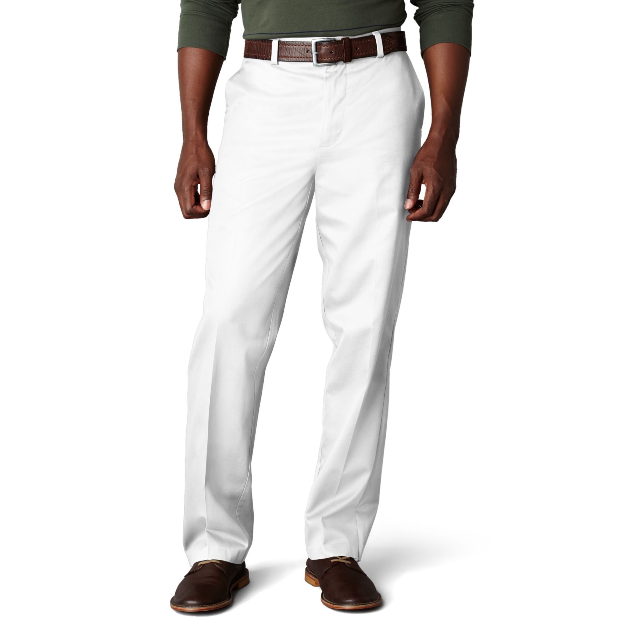 Dockers D3 Classic Fit Signature Khaki Flat Front Pants in White for ...