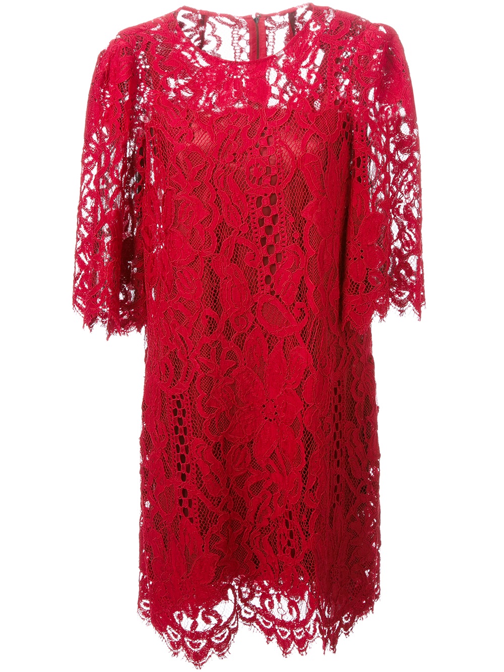 Dolce & Gabbana Lace Dress in Red | Lyst