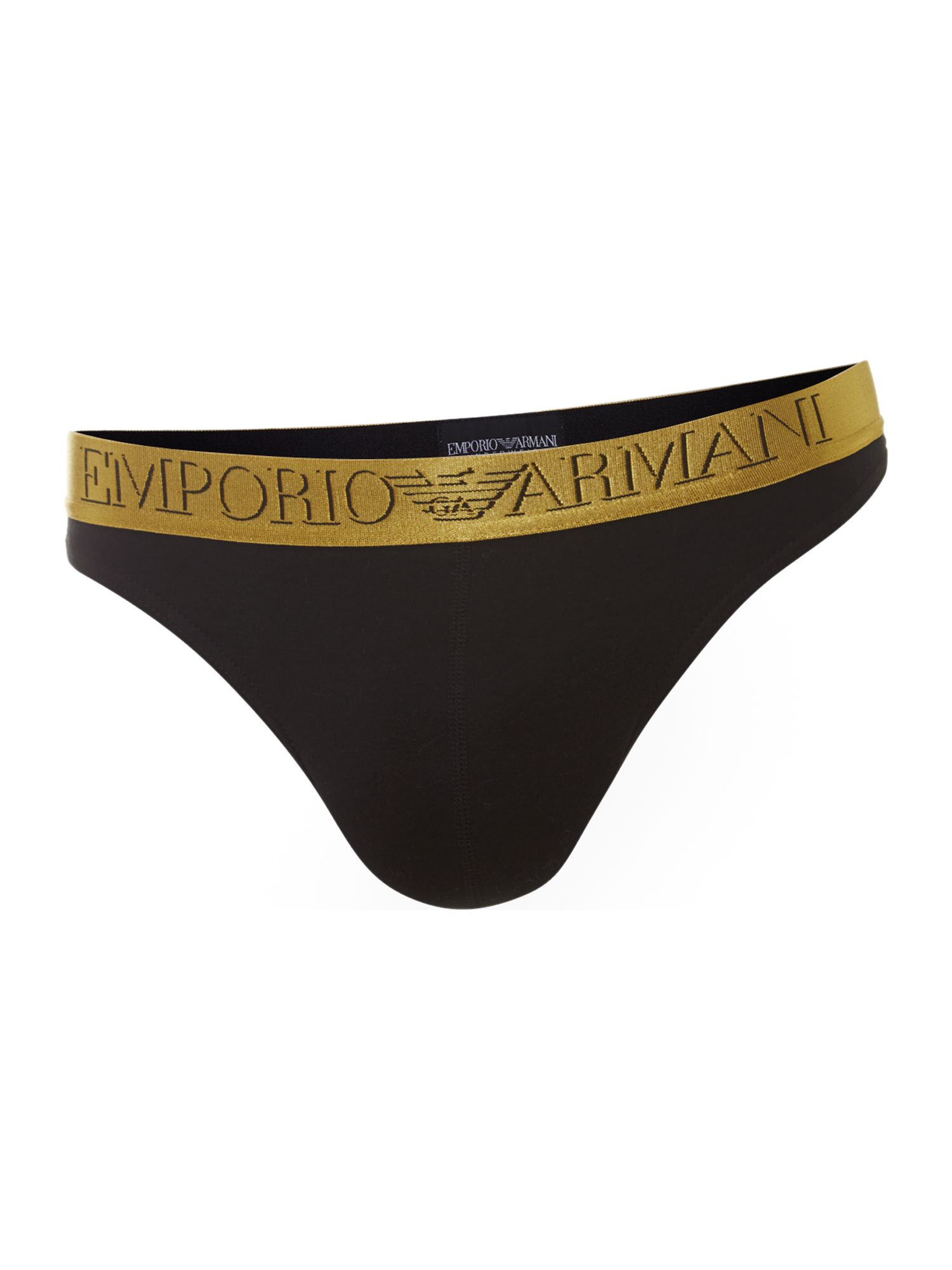 Emporio Armani Logo Waistband Thong in Black for Men | Lyst