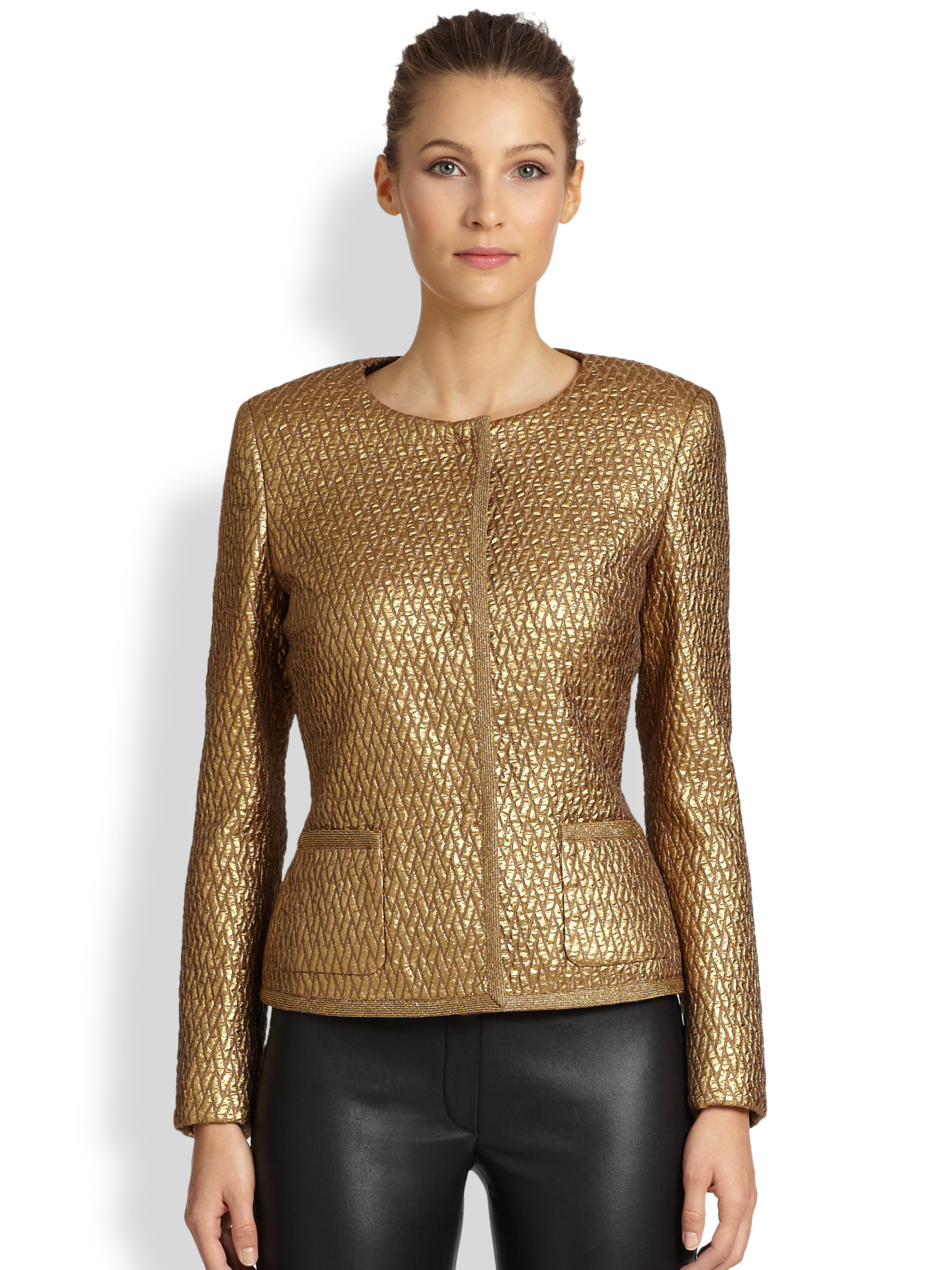 Lyst - Escada Bethel Metallic Jacquard Jacket in Metallic