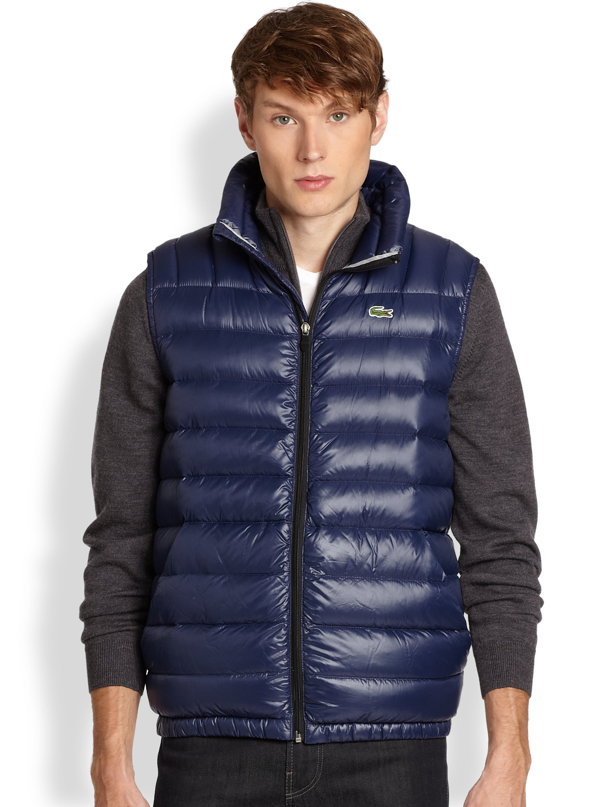 Lyst Lacoste Down Puffer Vest in Blue for Men