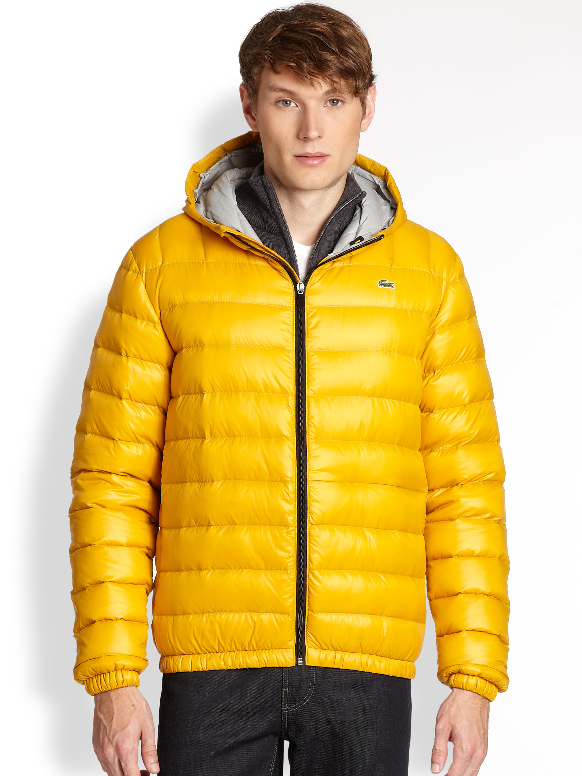 Lacoste Downfilled Jacket in Yellow for Men | Lyst