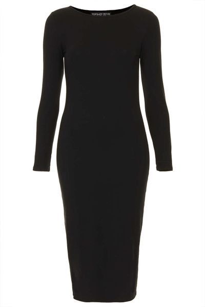 Topshop Petite Midi Bodycon Dress in Black | Lyst