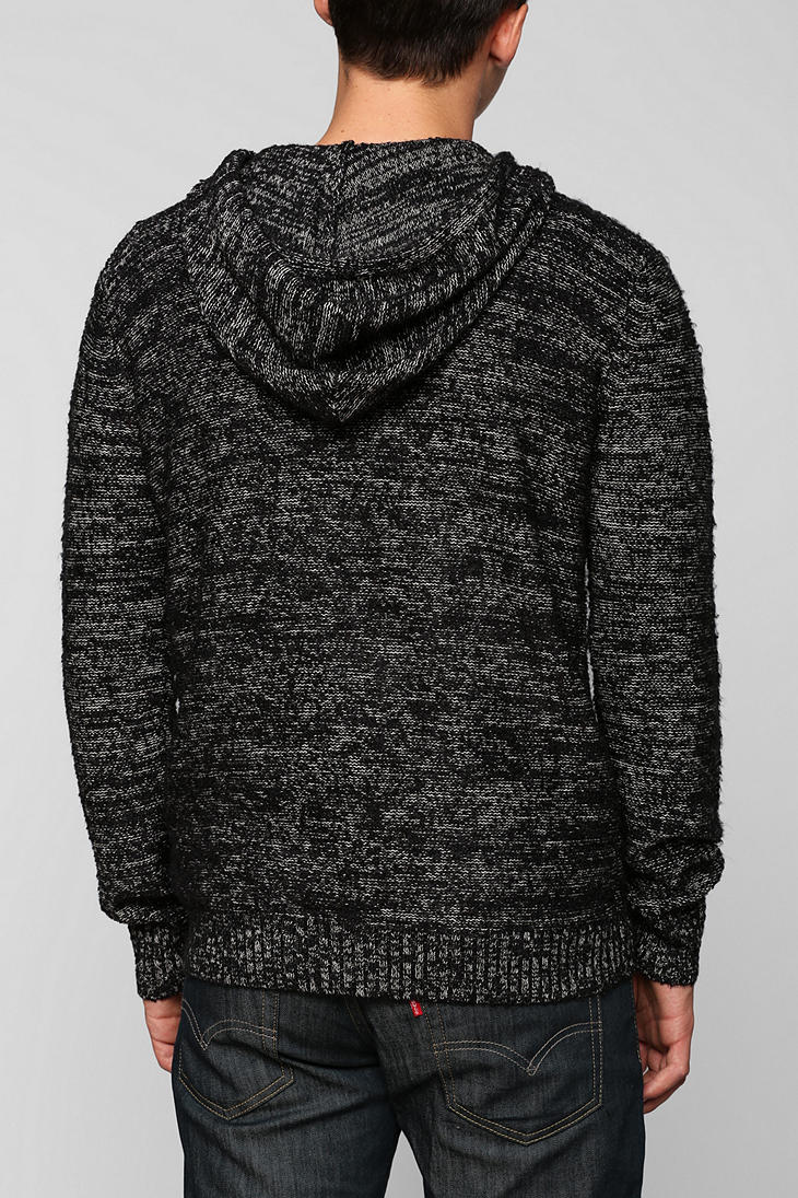 Urban Outfitters Your Neighbors Marled Hooded Sweater in Black for Men ...