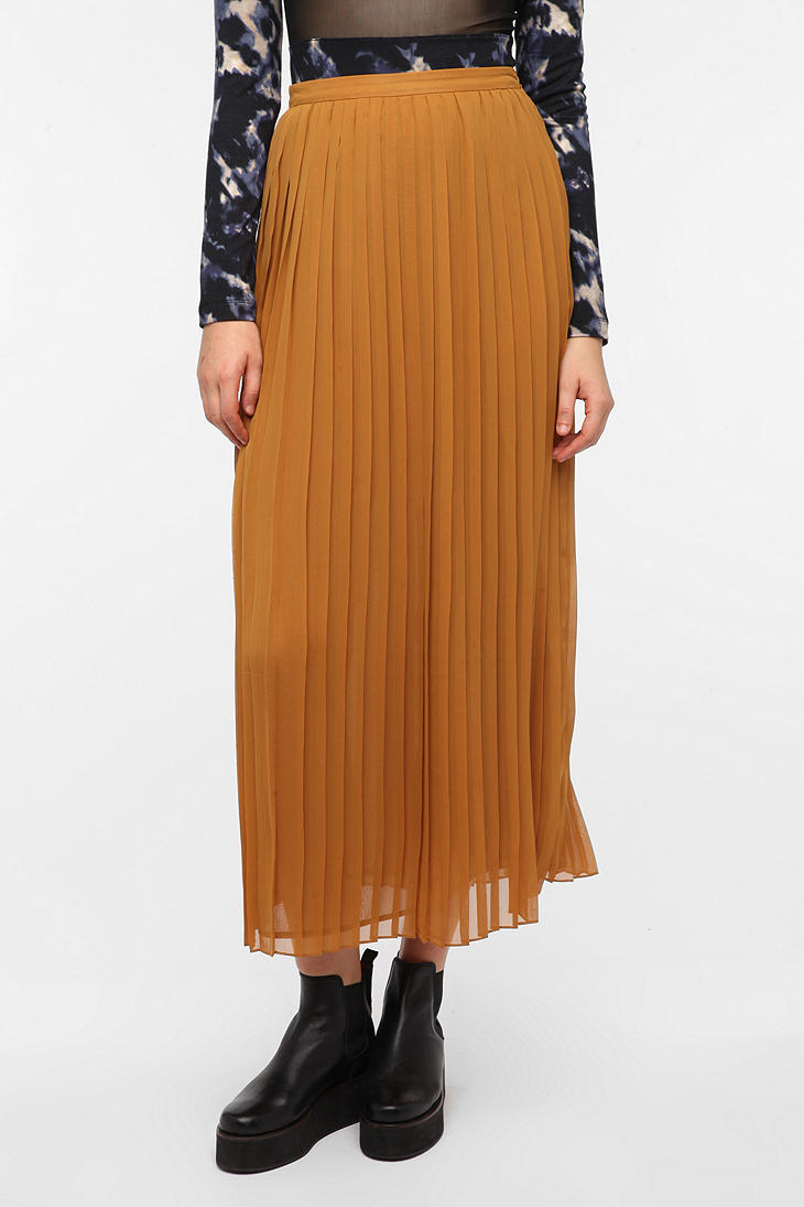 Urban Outfitters Sparkle Fade Pleated Chiffon Maxi Skirt In Brown Lyst 8220