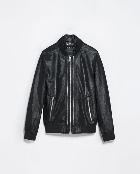 Zara Shiny Jacket with Double Zip in Black for Men | Lyst