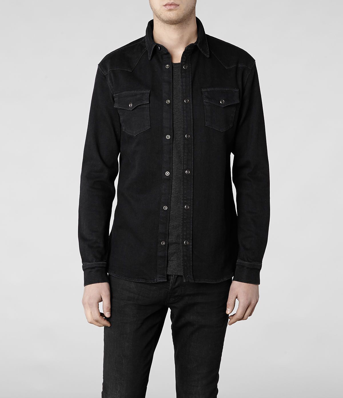 allsaints leather shirt