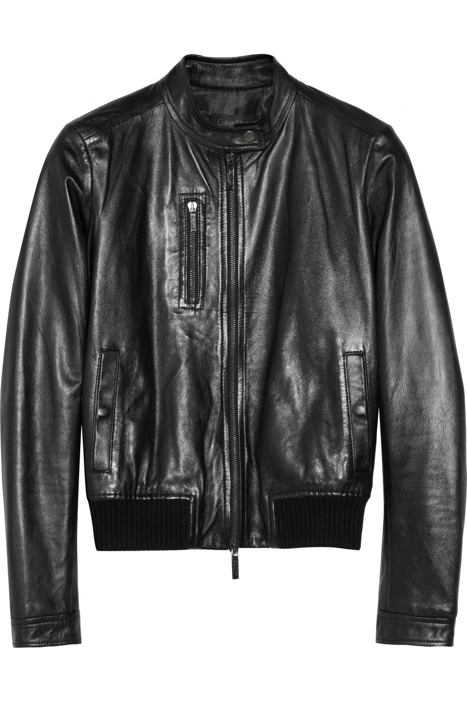Lyst - Calvin Klein Samara Leather Biker Jacket in Black