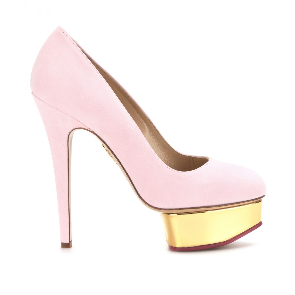 Charlotte olympia Sweet Dolly Suede Platform Pumps in Pink | Lyst