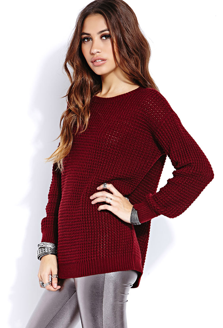 Lyst Forever 21 Favorite Waffle Knit Sweater in Red