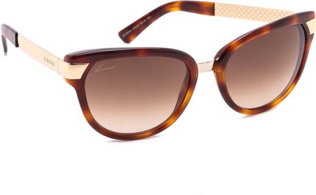 Gucci Cat Eye Sunglasses Blackgreen Gradient in Brown (Havana/Brown ...