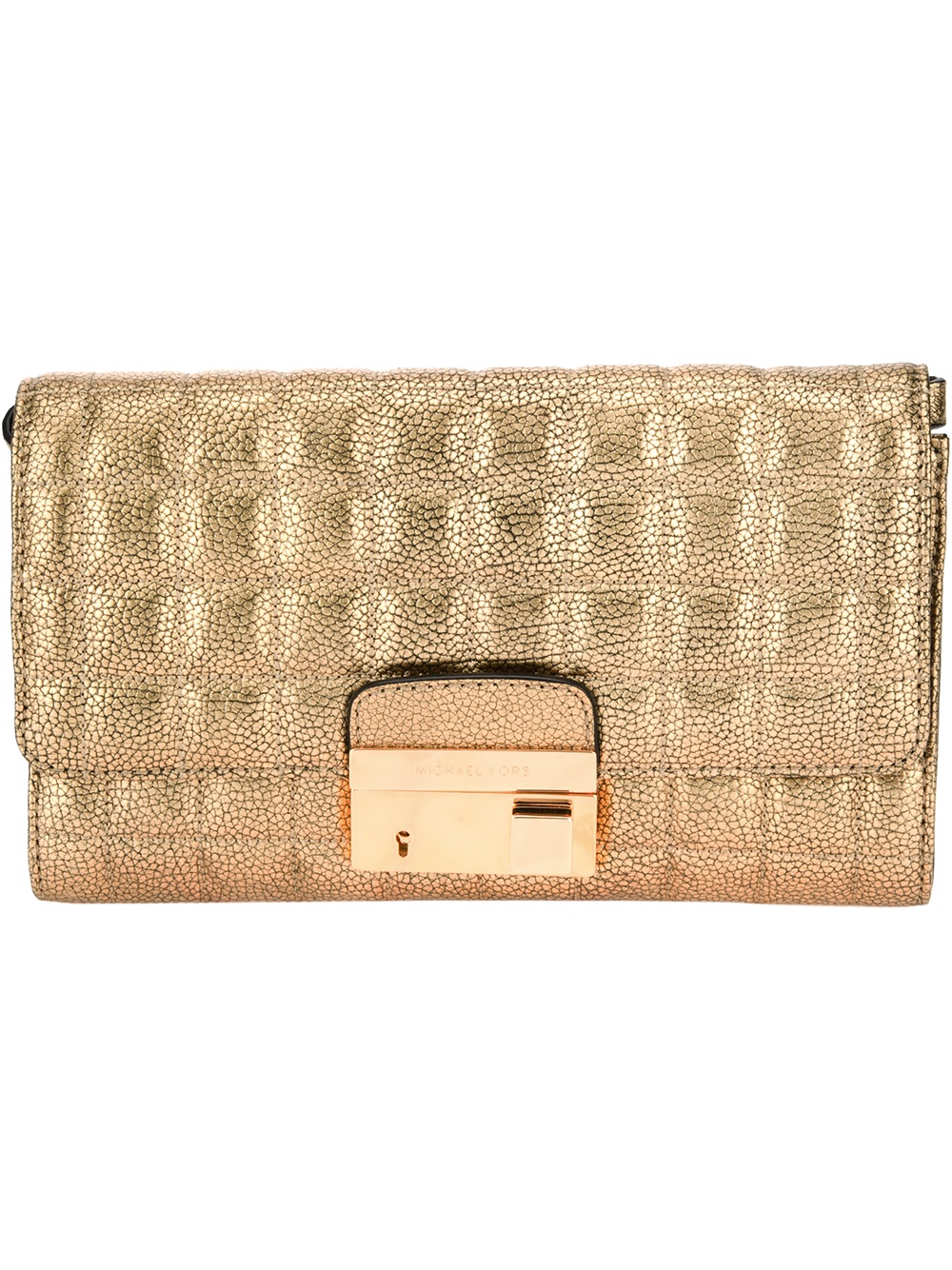 Michael Kors Gia Quilted Clutch in Gold (metallic) | Lyst