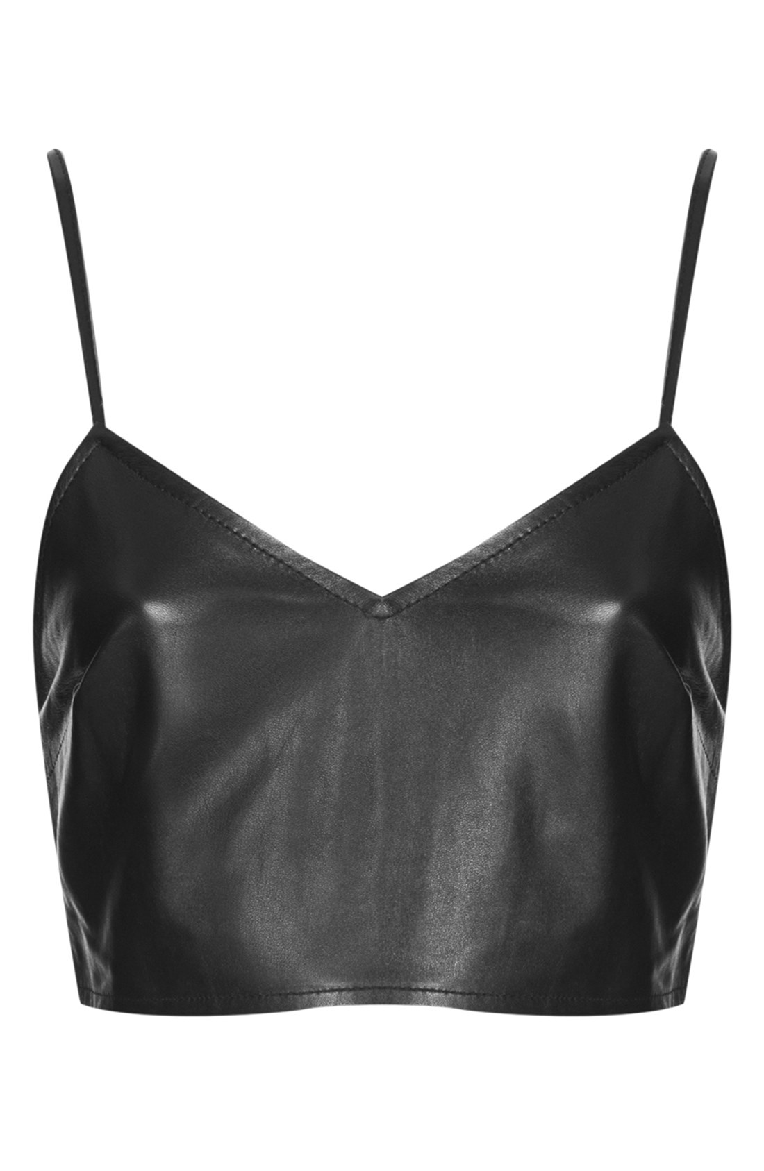 Topshop Leather Bralette in Black | Lyst