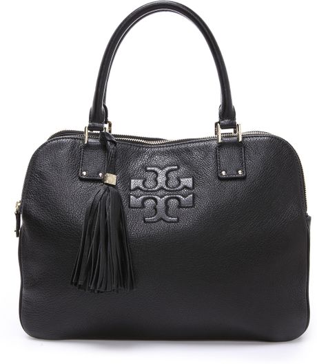 Tory Burch Thea Triple Zip Compartment Satchel in Black | Lyst