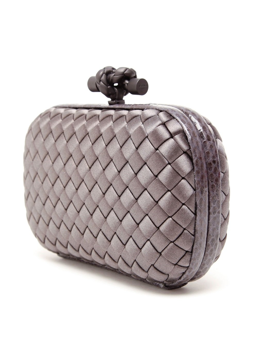 Bottega veneta Intrecciato Woven Satin Box Clutch in Gray (grey) | Lyst