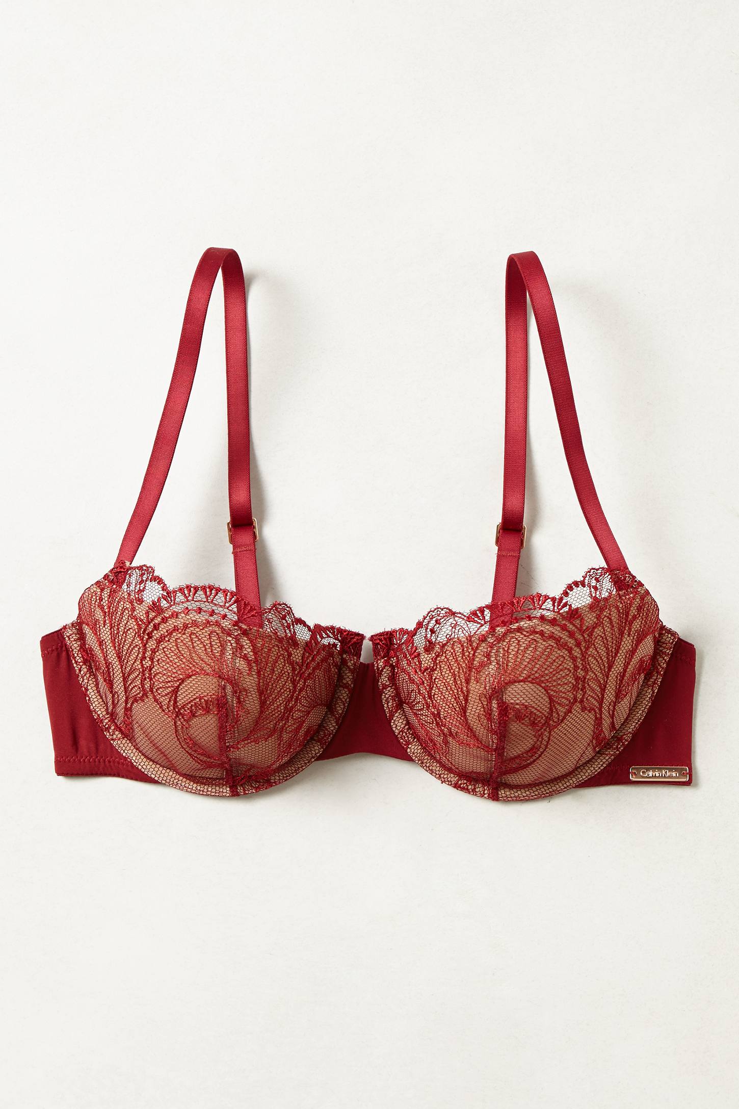 Lyst - Calvin Klein Embroidered Balconette Bra in Red