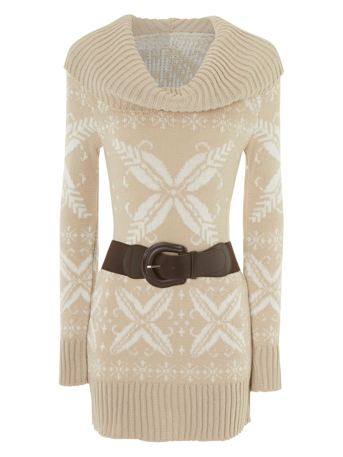 Jane norman Twist Front Jumper Dress in Natural | Lyst