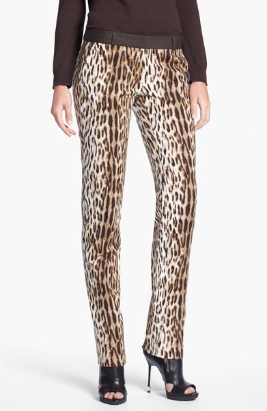 Michael Michael Kors Sexy Skinny Leopard Print Stretch Pants in Brown ...
