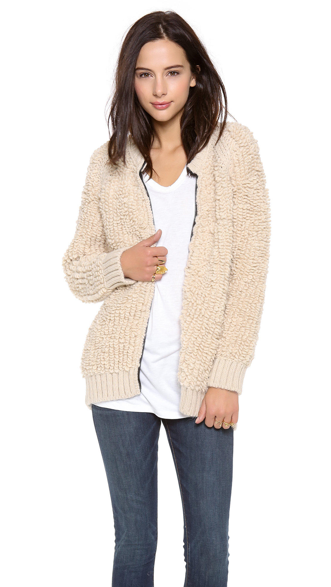 zip up bomber sweater