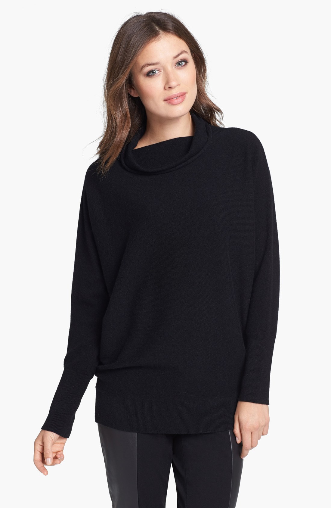 Nordstrom Collection Cashmere Funnel Neck Sweater in Black | Lyst