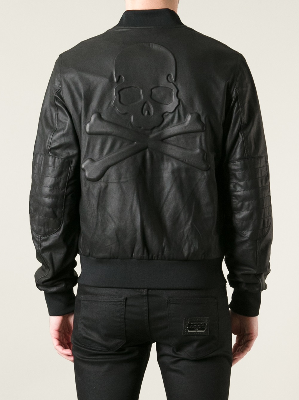 Lyst Philipp Plein Skull Embossed Leather Bomber Jacket in Black for Men