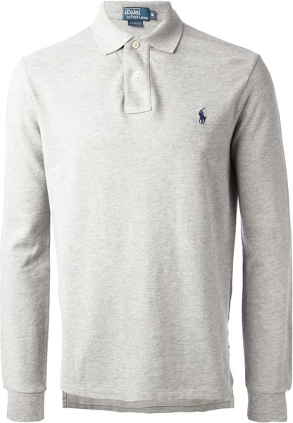 Ralph Lauren Blue Label Long Sleeve Polo Shirt in Gray for Men (grey ...