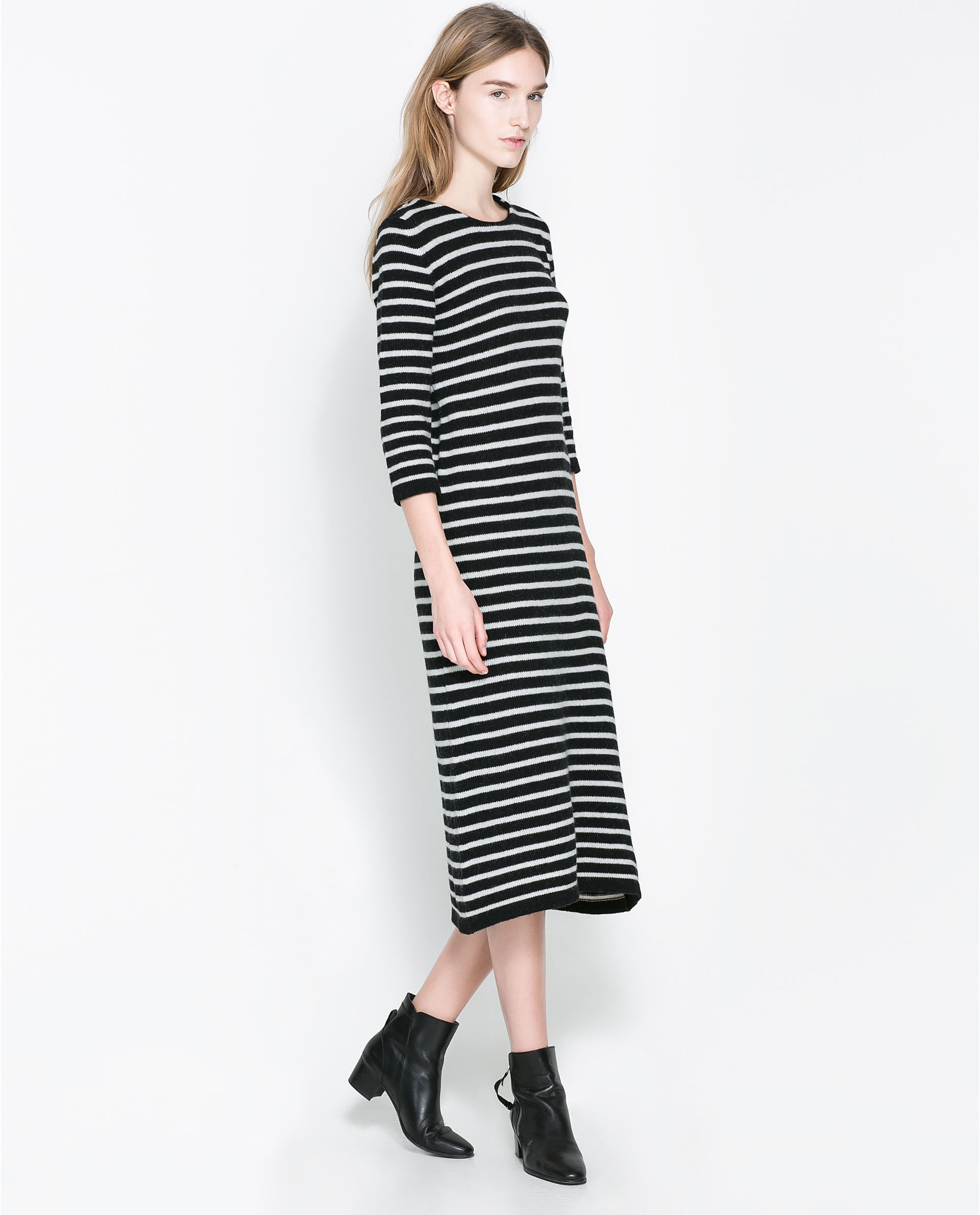 Zara striped dress black and white Clearance